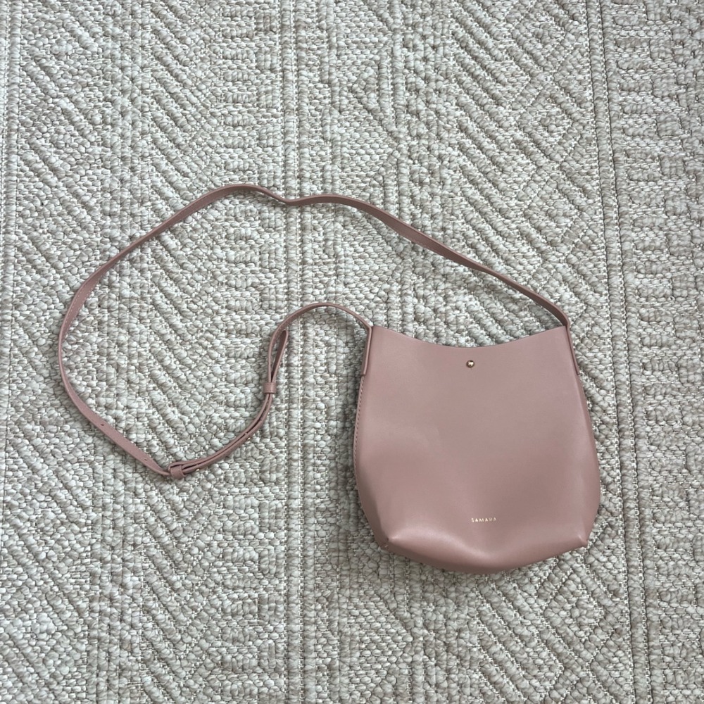 SAMARA Vegan Leather Crossbody Bag Dusty Rose Pink Minimalist Shoulder Bag